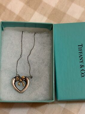 Vintage Tiffany & Co. Two-Tone Heart Pendant Necklace - Silver & Gold